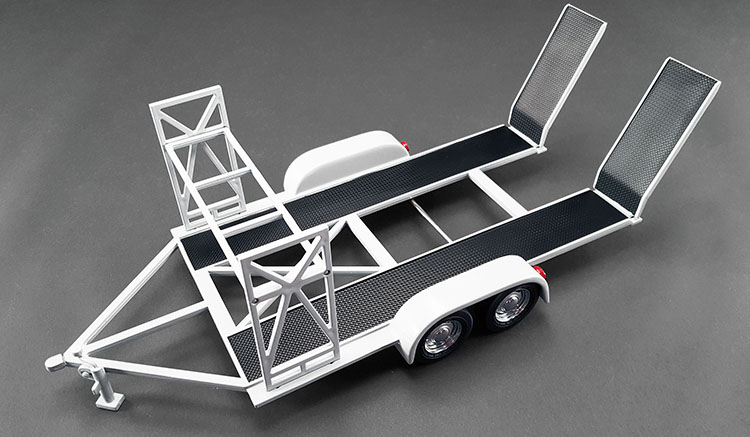 1:18 Tandem Car Trailer - White - ACME Exclusive