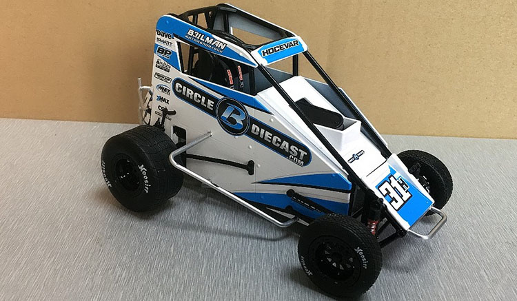 Diecast midget shop race cars