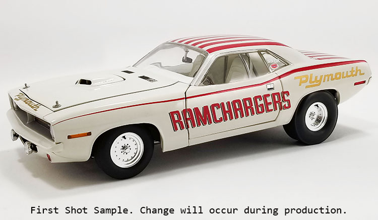 1970 Plymouth AAR Cuda 1:18-Scale Diecast Car With A Moulin Rouge Finish  And Black Strobe Stripes